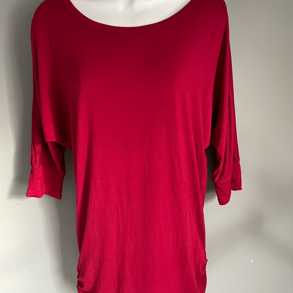 Matchstick women tops size M color Wine red stretchy. small elastic both side